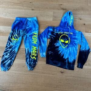 Extra Terrestrial From Mars Alien Hoodie and Joggers in Blue Tie Dye